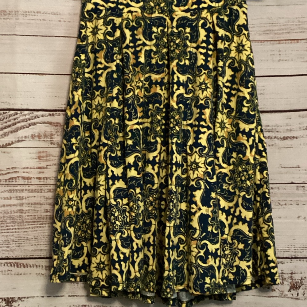 LuLaRoe A-Line Skirt in Yellow and Navy Blue